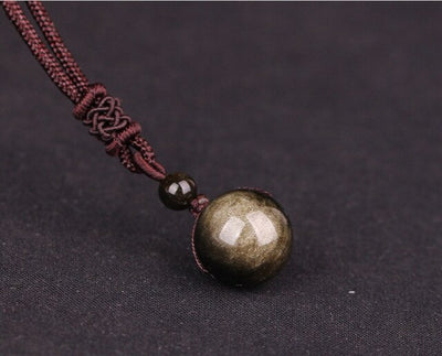 Pendentif en pierre naturelle en obsidienne noire, 16mm, collier pendentif en cristal, amulette porte-bonheur