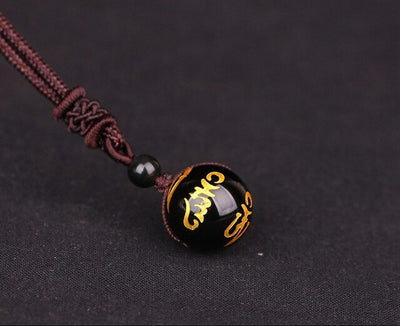 Pendentif en pierre naturelle en obsidienne noire, 16mm, collier pendentif en cristal, amulette porte-bonheur
