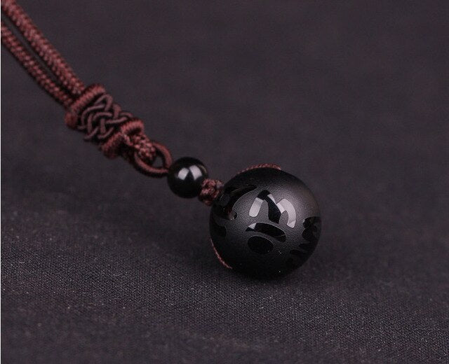 Pendentif en pierre naturelle en obsidienne noire, 16mm, collier pendentif en cristal, amulette porte-bonheur