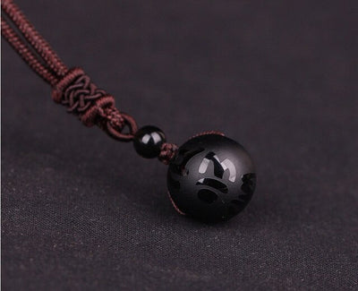 Pendentif en pierre naturelle en obsidienne noire, 16mm, collier pendentif en cristal, amulette porte-bonheur