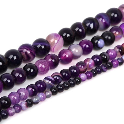 Fils de perles pierres pour la fabrication de bracelets ou colliers - 4 diamètres de perles disponibles