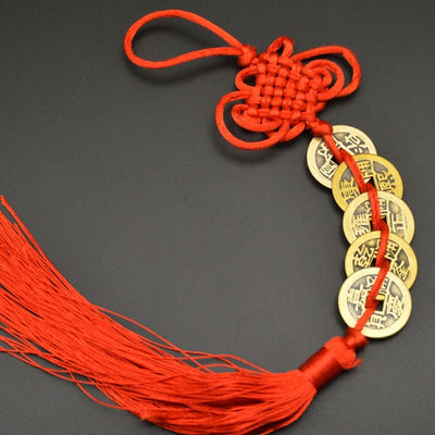 Amuleto de la suerte de Feng Shui chino, nudo manual, amuletos antiguos I CHING, monedas de cobre, mascota, protección de la prosperidad, buena fortuna, decoración del hogar y del automóvil