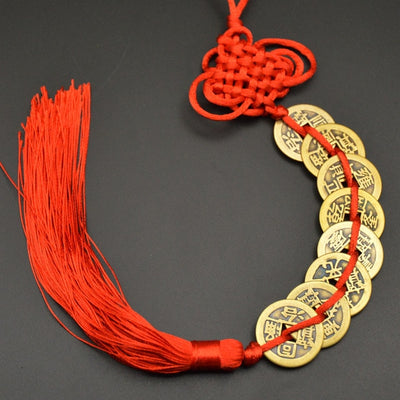 Amuleto de la suerte de Feng Shui chino, nudo manual, amuletos antiguos I CHING, monedas de cobre, mascota, protección de la prosperidad, buena fortuna, decoración del hogar y del automóvil