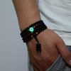 Bracelet Mala Dragon Lumineux en perles d'Onyx Noire et Oeil de tigre