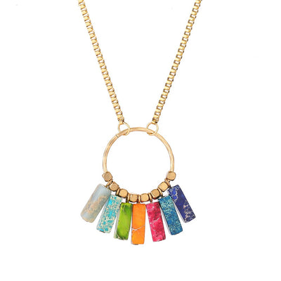 Authentique 7 Chakra impérial Jasper véritable plaqué or acier inoxydable
