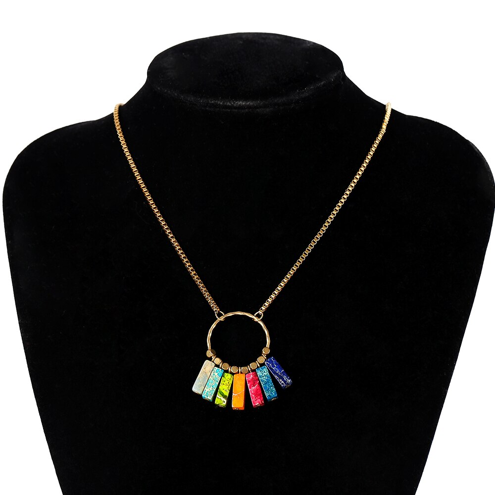 Authentique 7 Chakra impérial Jasper véritable plaqué or acier inoxydable