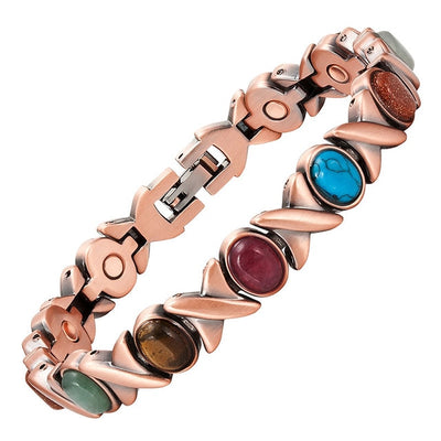 Escalus-Bracelet en cuivre classique pour femmes, bijoux Bio avec pierres colorées