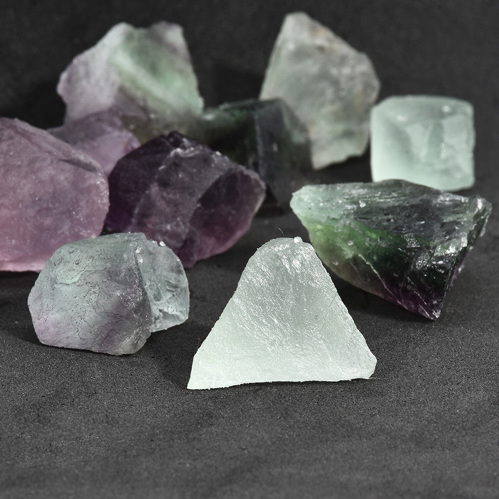 Lot de 7 pierres brutes fluorite arc-en-ciel - pierres de guérison
