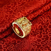 Anillo ajustable con cabeza de Buda chapado en oro