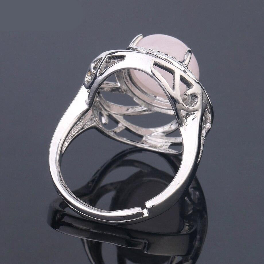 Bague en pierre naturelle pour filles, bijou ajustable en cristal