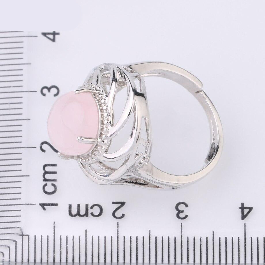 Bague en pierre naturelle pour filles, bijou ajustable en cristal