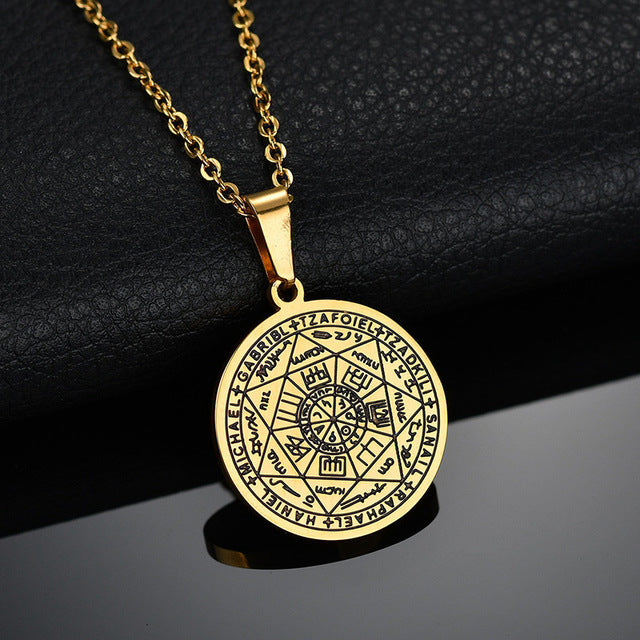 Colgante Taliman Heptagram Solomon con su cadena - Oro o plata