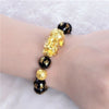 Bracelet de perles Feng Shui en obsidienne, bijoux en alliage de bouddha