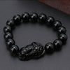 Bracelet de perles Feng Shui en obsidienne, bijoux en alliage de bouddha