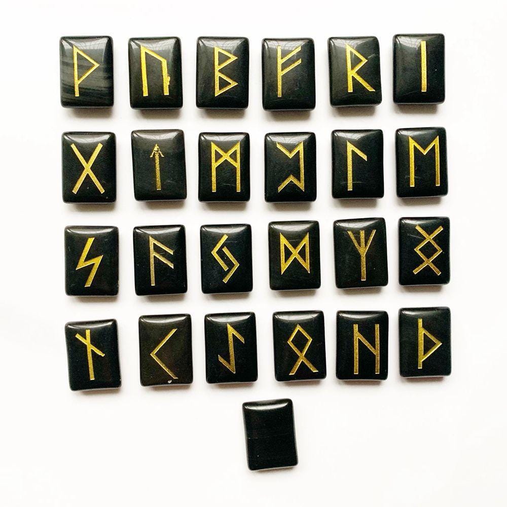 Runes divinatoires en obsidienne