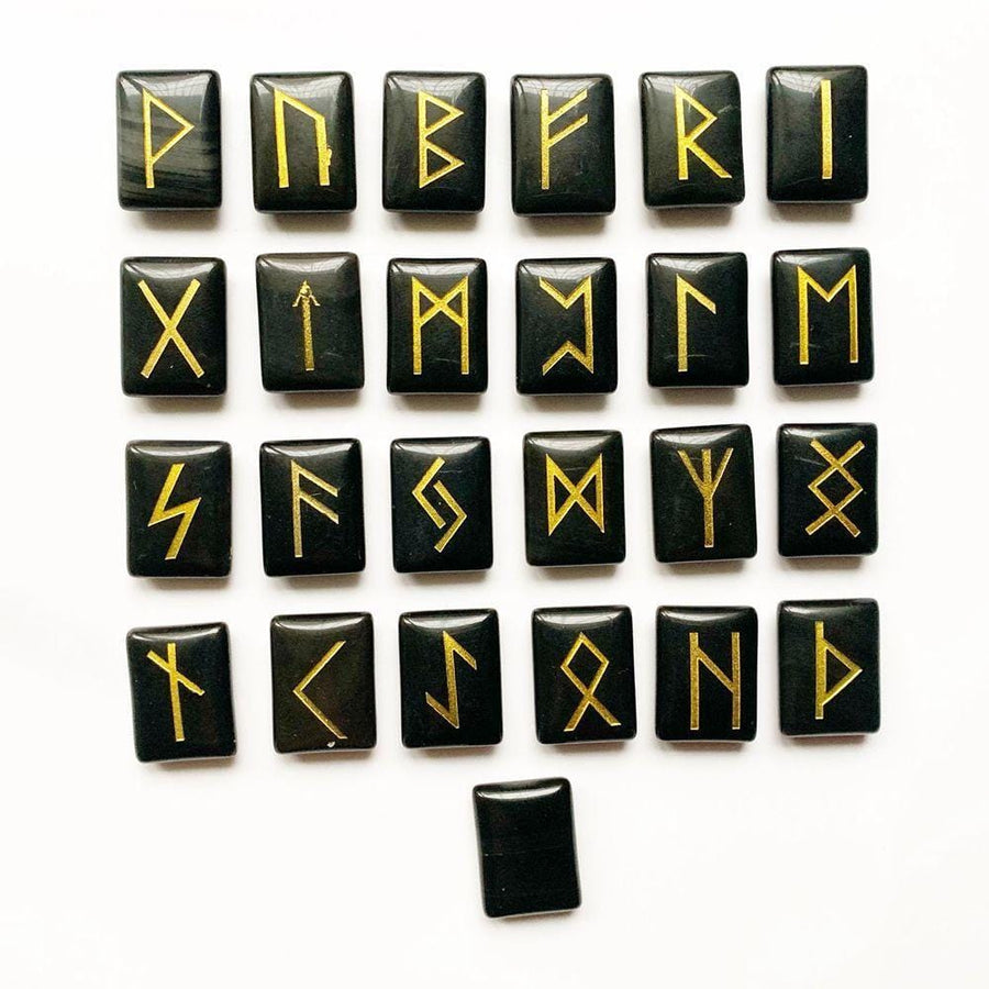 Runes divinatoires en obsidienne
